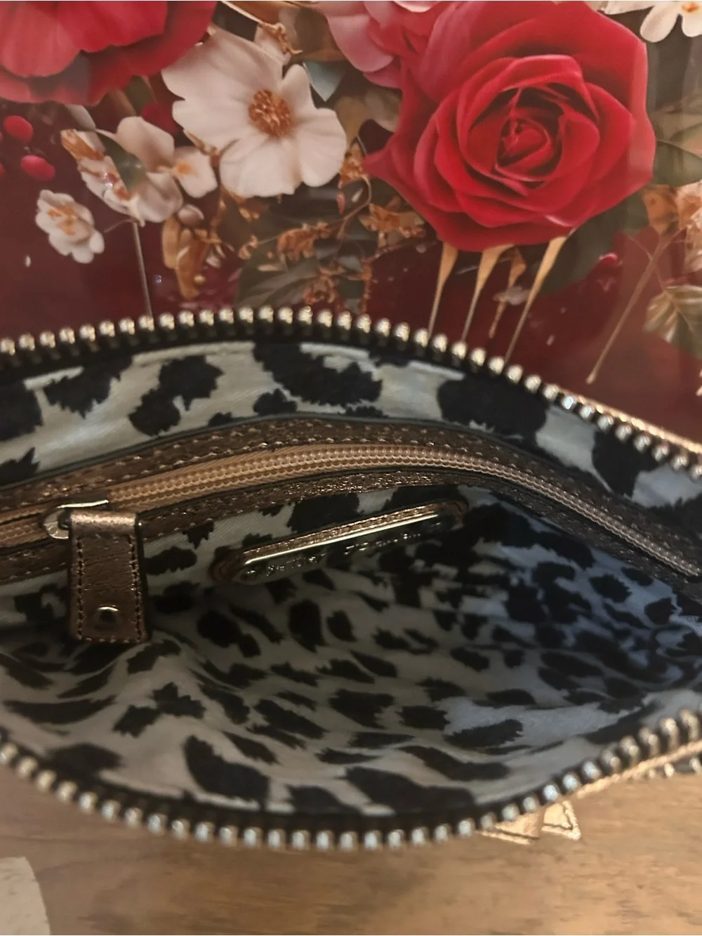 Betsey Johnson Metallic Rose Gold Wristlet Clutch